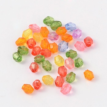 Faceted Bicone Crystal Beads Transparent Acrylic Beads, Dyed, Mixed Color, 3mm, Hole: 1mm