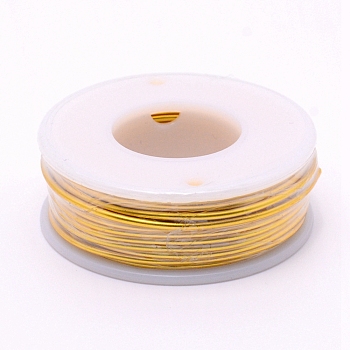 Matte Round Aluminum Wire, with Spool, Gold, 15 Gauge, 1.5mm, 10m/roll