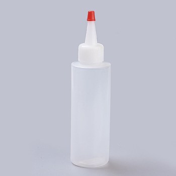 Plastic Glue Liquid Container, Bottle Dispenser, Clear, 4.1x16.2cm, Bottle: 12.5cm, Bottle Cap: 3.8cm, Capacity: 120ml(4.06 fl. oz)