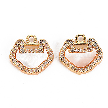 Real 18K Gold Plated Clear Lock Shell Charms