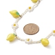 Resin Lemon Pendant Necklace with Glass Beaded Flower Chains for Women(NJEW-TA00057)-6