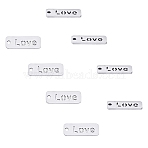 304 Stainless Steel Pendants, Rectangle with Word Love, Stainless Steel Color, 17x6x1mm, Hole: 1.5mm, 20pcs/box(STAS-UN0012-35)