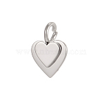 304 Stainless Steel Pendants, Stamping Blank Tag, Double Heart Charm, Stainless Steel Color, 10x6.50mm,Hole:2mm(STAS-OY016-40P)