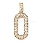 Brass Micro Pave Cubic Zirconia Pendants, Oval, Golden, 31x12x3mm, Hole: 5.6x1.8mm(KK-K413-07G)