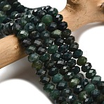 Natural Moss Agate Beads Strands, Faceted, Rondelle, 8x5.5mm, Hole: 1.2mm, about 69pcs/strand, 15.16''(38.5cm)(G-Z111-A54)