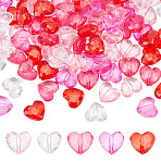 100Pcs 5 Colors Transparent Acrylic Beads, Faceted, Heart, Mixed Color, 16.5x19x9.5mm, Hole: 2mm, 20pcs/color(TACR-HY0001-06)