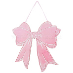 1Pc Wood Bowknot Hanging Sign, for Front Door, Pink, 485mm(HJEW-GF0001-72)
