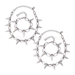 Jewelry Sets, including 2Pcs Iron Cable Chain Bracelets and 2Pcs Alloy Spike Choker Necklaces, Platinum, 170~350mm(SJEW-UN0001-17)