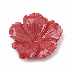 Dyed Synthetic Coral Bead Caps, Flower, Red, 18.5~19.5x19~20x4.5~5.5mm, Hole: 1mm(CORA-N002-3-02C)