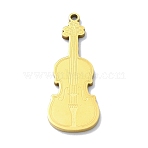 201 Stainless Steel Pendants, Laser Cut, Violin Charm, Golden, 30x11x1mm, Hole: 1.4mm(STAS-R118-11G)