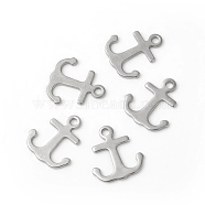 201 Stainless Steel Charms, Anchor, Stainless Steel Color, 12x11x0.7~0.8mm, Hole: 1.4mm(STAS-F192-035P)