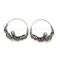 316 Surgical Stainless Steel Hoop Earrings for Women and Men, Antique Silver, Octopus, 31.5x5mm(EJEW-D096-22C-AS)