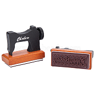 Vintage Sewing Machine Design Wooden Rubber Stamps, for Scrapbooking, Word Happy Birthday Pattern, Birthday Themed Pattern, 23x60x48mm(AJEW-WH0152-14)