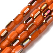 Electroplate Glass Beads Strands, Faceted, AB Color, Column, Dark Orange, 3x5mm, Hole: 1mm, about 79pcs/strand, 16.5 inch(42cm)(EGLA-D031-01-20)