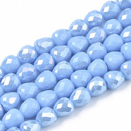 Opaque Glass Beads Strands, AB Color Plated, Faceted, Teardrop, Cornflower Blue, 4.5x4.5mm, Hole: 1mm, about 99~101pcs/strand, 17.64 inch~18.03 inch(44.8cm~45.8cm)(EGLA-T008-16C)