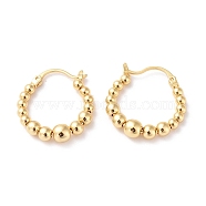 Brass Rotating Round Beaded Hoop Earrings, Anxiety Stress Relief Jewelry for Women, Real 18K Gold Plated, 23.5x22x5mm, Pin: 0.9mm(EJEW-G333-11G)