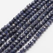 Natural Sapphire Bead Strands, Faceted, Round, 3mm, Hole: 0.5mm, about 120~124pcs/strand, 12.8 inch(325mm)(G-P271-3mm-13)