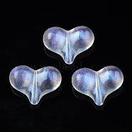 Transparent Acrylic Beads, Glitter Powder, Heart, Clear, 17x23x8.5mm, Hole: 1.2mm, about 275pcs/500g(OACR-N008-089)