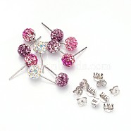 Valentine Day Gifts for Her Delivered Austrian Crystal Earring, with 925 Sterling Silver Findings, Mixed Color, about 6mm in diameter, 16mm long, 1mm thick(Q286J-M)