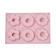 Food Grade Silicone Molds, Fondant Molds, For DIY Cake Decoration, Chocolate, Candy, UV Resin & Epoxy Resin Jewelry Making, Donut, Pink, 241x167x19.5mm(X-DIY-L025-001)