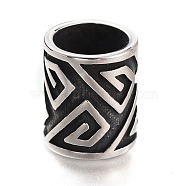 304 Stainless Steel Beads, Large Hole Beads, Column, Antique Silver, 12x10mm, Hole: 8mm(STAS-O129-04AS)