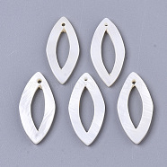 Natural Freshwater Shell Pendants, Horse Eye, Creamy White, 25~26x11.5~12.5x2mm, Hole: 1.2mm(SHEL-N026-24)