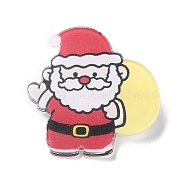 Christmas Theme Acrylic Badges, Iron Pin Brooch, Santa Claus, 37x36x2mm(JEWB-B010-01)