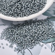 MIYUKI Delica Beads, Cylinder, Japanese Seed Beads, 11/0, (DB1793) White Lined Gray AB, 1.3x1.6mm, Hole: 0.8mm, about 2000pcs/10g(X-SEED-J020-DB1793)
