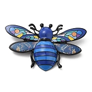Bees Enamel Pins, Electrophoresis Black Alloy Brooch for Clothes Backpack, Blue, 41.5x70.5x13.5mm(JEWB-Z006-02B-EB)