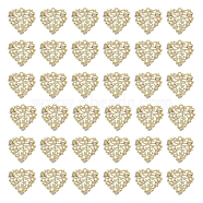 40pcs Alloy Pendants, with Crystal Rhinestone, Heart with Branch and Leaf, Light Gold, 21x21.5x3mm, Hole: 1.5mm(FIND-DC0003-16)