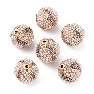 Golden Plated Alloy Rhinestone Beads, with ABS Imitation Pearl, Round, Tanzanite, 16x15mm, Hole: 1.6mm(FIND-E046-13G-02)