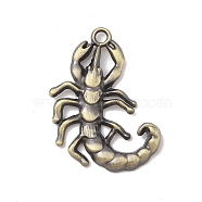 Tibetan style Alloy Pendants, Scorpion Charm, Antique Bronze, 38.5x26.5x3.5mm, Hole: 3mm(FIND-M021-15AB)