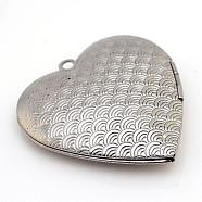 304 Stainless Steel Photo Locket Pendants, Heart Carved Waved Pattern, Stainless Steel Color, 42x40x9.5mm, Hole: 2.5mm, Inner Measure: 30x26mm(STAS-S046-08)