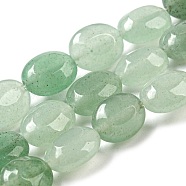 Natural Green Aventurine Beads Strands, Flat Oval, 10x8x5.5mm, Hole: 0.8mm, about 39pcs/strand, 15.47''(39.3cm)(G-M420-D02-01)