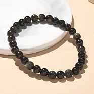 Natural Golden Sheen Obsidian Bead Stretch Bracelets, Round, Inner Diameter: 2 inch~2-3/8 inch(5~6cm), Bead: 5.8~6.8mm(BJEW-K212-A-020)