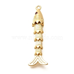 Rack Plating Brass Micro Pave Cubic Zirconia Pendants, Fish Charms, Long-Lasting Plated, Lead Free & Cadmium Free, Real 18K Gold Plated, 38x7x6.5mm, Hole: 1.5mm(KK-M309-38F-G)