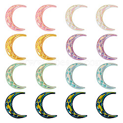 Pandahall 70Pcs 7 Colors Opaque Resin Cabochons, AB Color Plated, Moon, Mixed Color, 33x25x4mm, 10pcs/color(CRES-TA0001-22)