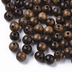 Natural Wood Beads, Waxed Wooden Beads, Undyed, Round, Coconut Brown, 6mm, Hole: 1.4mm, about 3710pcs/500g(WOOD-S666-6mm-03)
