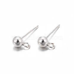 925 Sterling Silver Ear Stud Findings, Earring Posts Carved with 925, Silver, 15mm, head: 6.5x3.8mm, Hole: 1mm, Pin: 0.7mm(X-STER-K167-042C-S)