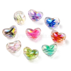 Two Tone UV Plating Transparent Acrylic European Beads, Large Hole Beads, Heart, Mixed Color, 14.5x18.5x14mm, Hole: 4mm(OACR-F004-06)