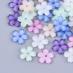 Translucent Resin Beads, for Jewelry Making, Sakura, Mixed Color, 11x11.5x2mm, Hole: 1.2mm(RESI-T040-023)