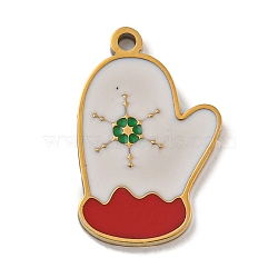 Christmas Theme 304 Stainless Steel Enamel Charms, Real 14K Gold Plated, Glove, 13.5x9x1mm, Hole: 1mm(STAS-Z093-02G)