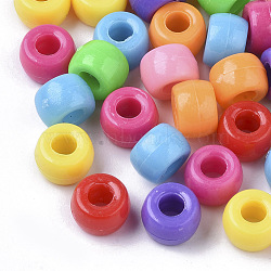 Opaque Acrylic European Beads, Large Hole Beads, Column, Mixed Color, 6~7x8mm, Hole: 4mm, about 2500pcs/500g(MACR-N008-13A)