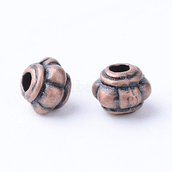 Tibetan Style Alloy Spacer Beads, Cadmium Free & Nickel Free & Lead Free, Red Copper, 5x4mm, Hole: 1mm, about 4000pcs/1000g(TIBE-Q063-69R-NR)