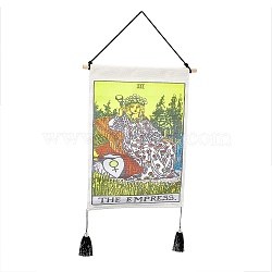 Polyester Decorative Wall Tapestrys, for Home Decoration, with Wood Bar, Nulon Rope, Plastic Hook, Rectangle with Tarot Pattern, The Empress III, 670x348x1.20mm(AJEW-C024-01C)