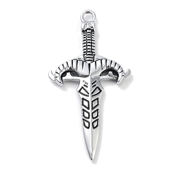 Alloy Enamel Big Pendants, Sword Shapes, Antique Silver, 54x28x4mm, Hole: 3mm