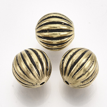CCB Plastic Corrugated Beads, Round, Antique Bronze, 12mm, Hole: 1.5mm, about 495pcs/500g