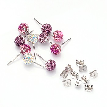 Valentine Day Gifts for Her Delivered Austrian Crystal Earring, with 925 Sterling Silver Findings, Mixed Color, about 6mm in diameter, 16mm long, 1mm thick