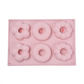 Food Grade Silicone Molds, Fondant Molds, For DIY Cake Decoration, Chocolate, Candy, UV Resin & Epoxy Resin Jewelry Making, Donut, Pink, 241x167x19.5mm