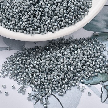 MIYUKI Delica Beads, Cylinder, Japanese Seed Beads, 11/0, (DB1793) White Lined Gray AB, 1.3x1.6mm, Hole: 0.8mm, about 2000pcs/10g